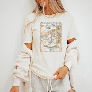 Coastal Rodeo Club Graphic Tee Western Boots Beach Vintage Style